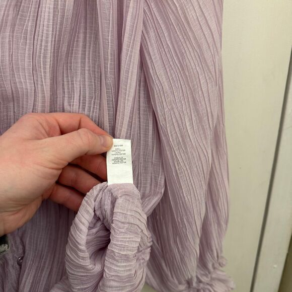Ramy Brook New York Crinkle Pleated Blouse Lavender Size Small Flowy - Picture 6 of 6